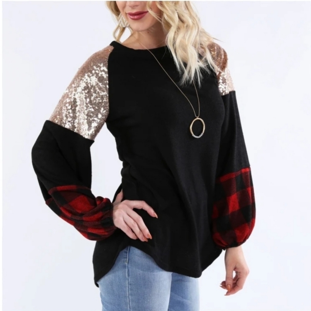 New Holiday Christmae Sequin Women's Top
